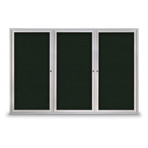 30"x36" 1-Door Enclosed Outdoor Letterboard, Green Felt/Satin Alum
